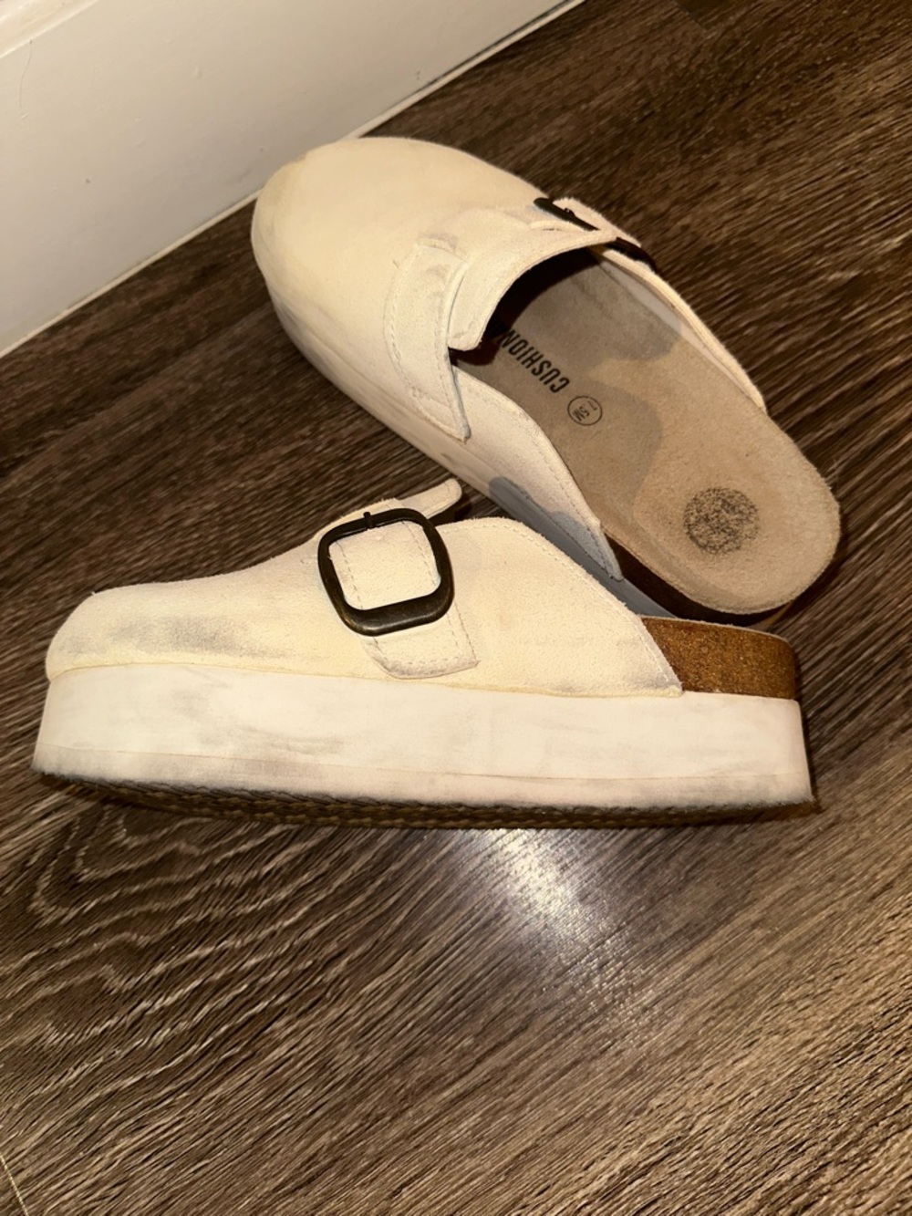 Platform suede clogs